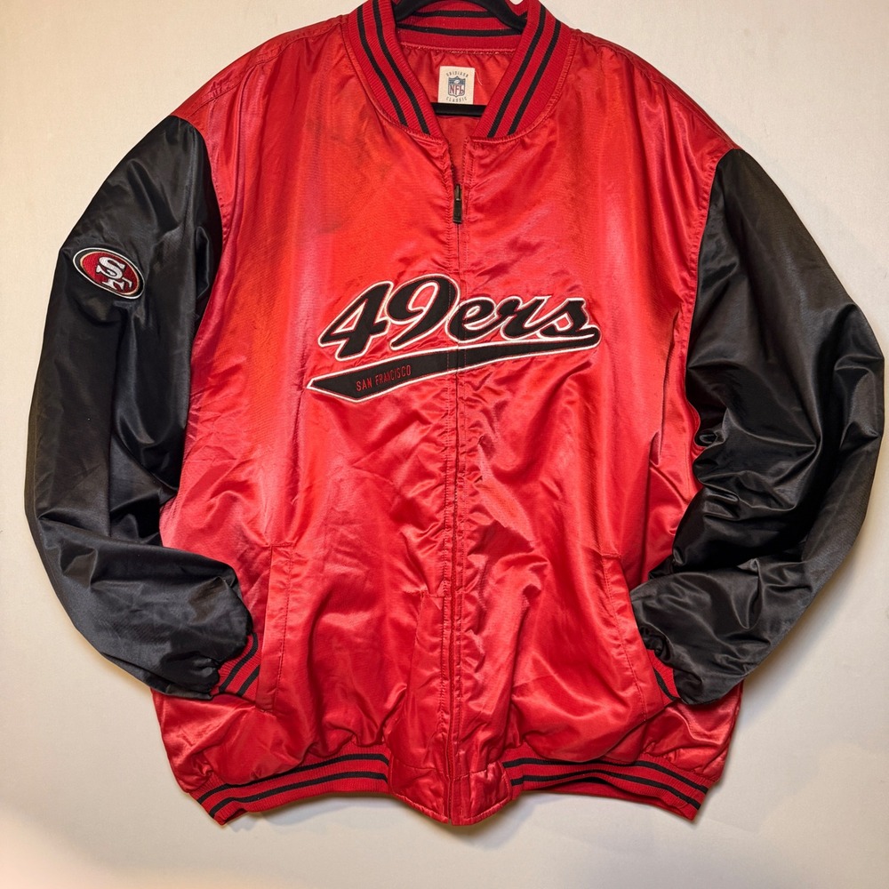 VTG San Francisco 49ers Jacket Mens 4XL Red Reversible Satin Reebok NFL Gridiron
